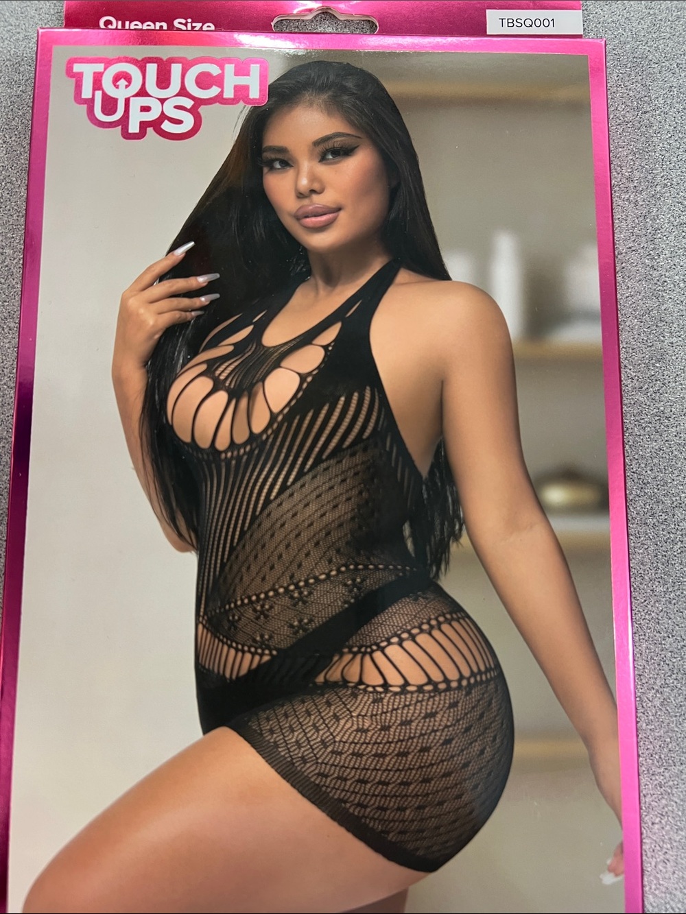 Touch Ups Black Sheer Fishnet Cutout Chemise